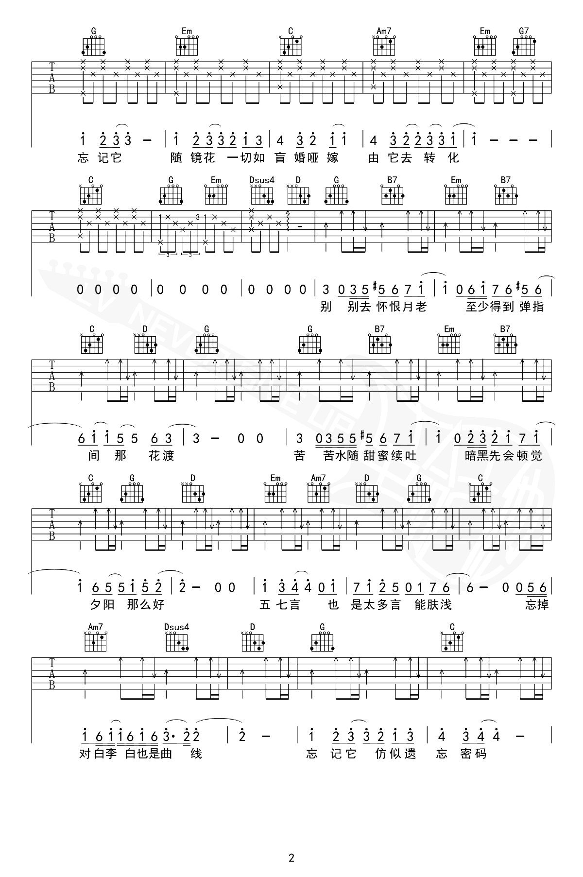 盲婚哑嫁吉他谱_陈奕迅_G调_弹唱六线谱第2张