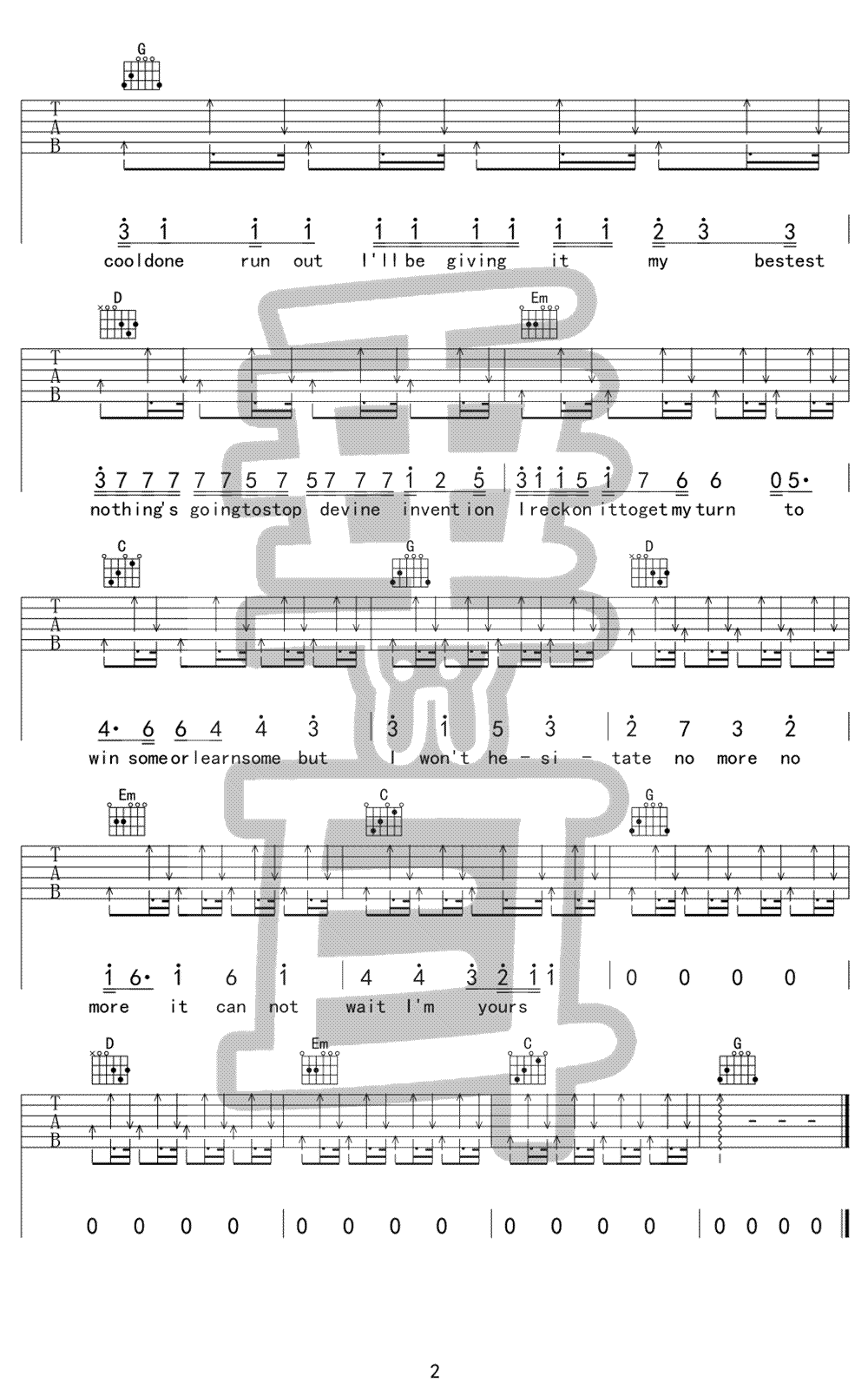 Jason Mraz《Im yours》吉他谱 - 免费版第2张