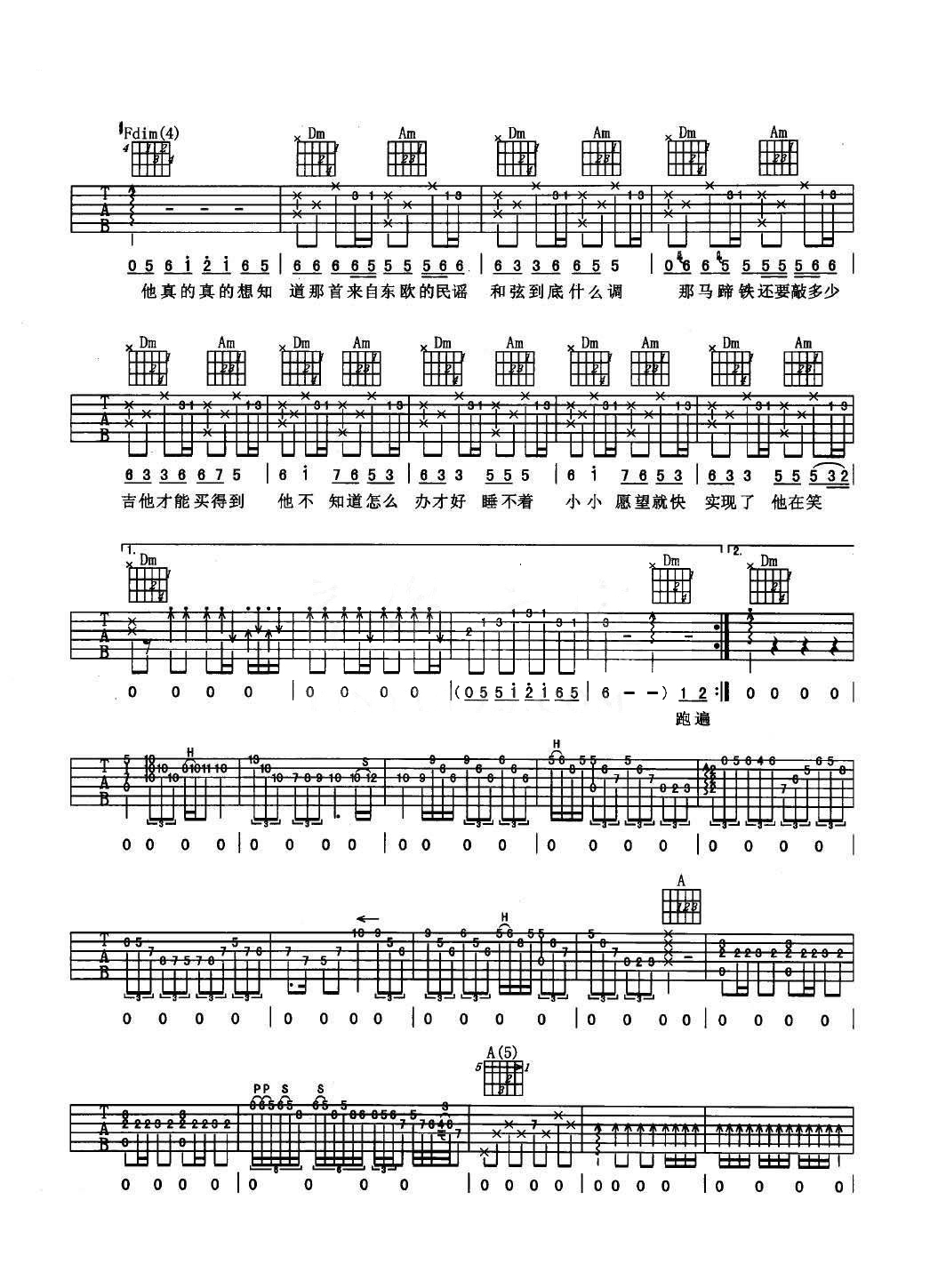 周杰伦《米兰的小铁匠》吉他谱 - 完整版第2张