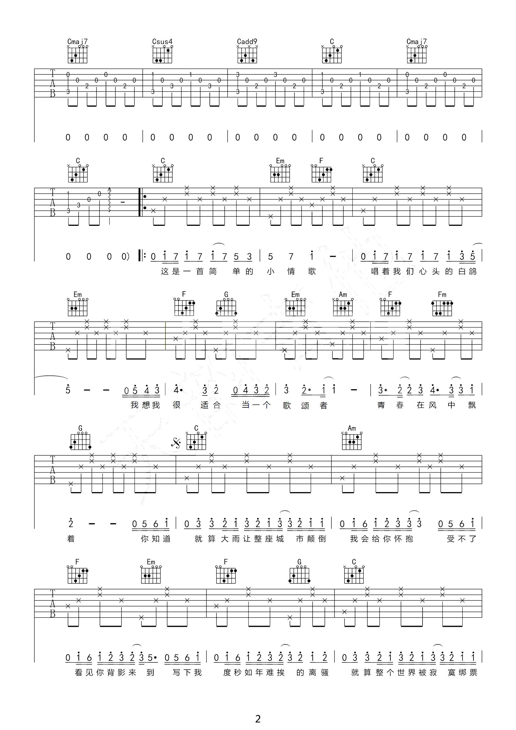 苏打绿《小情歌》吉他谱 - 推荐版本第2张