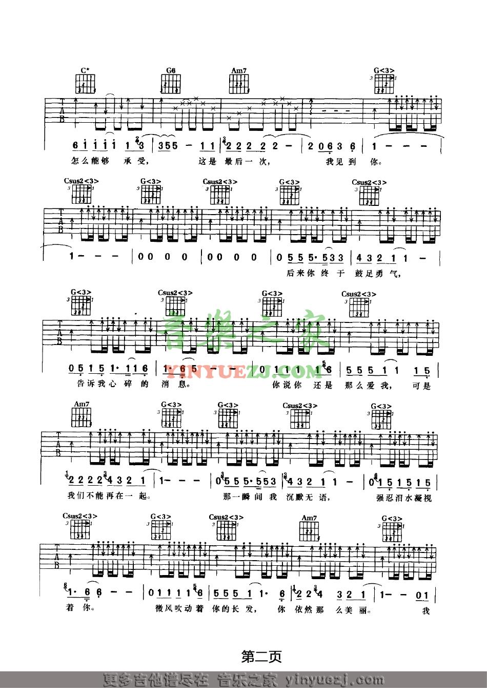 汪峰《最后一次我见到你》吉他谱 - 小编推荐练习第2张