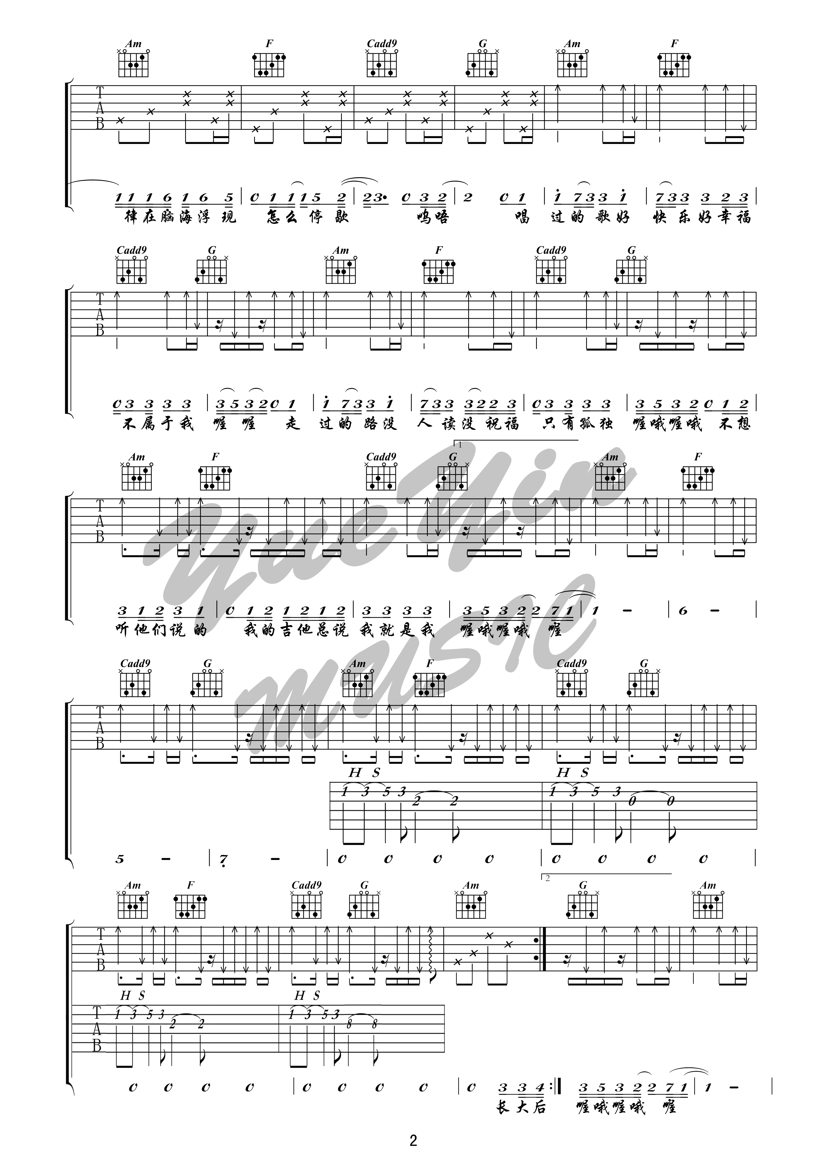 刘瑞琦《歌路》吉他谱 - 推荐版本第2张