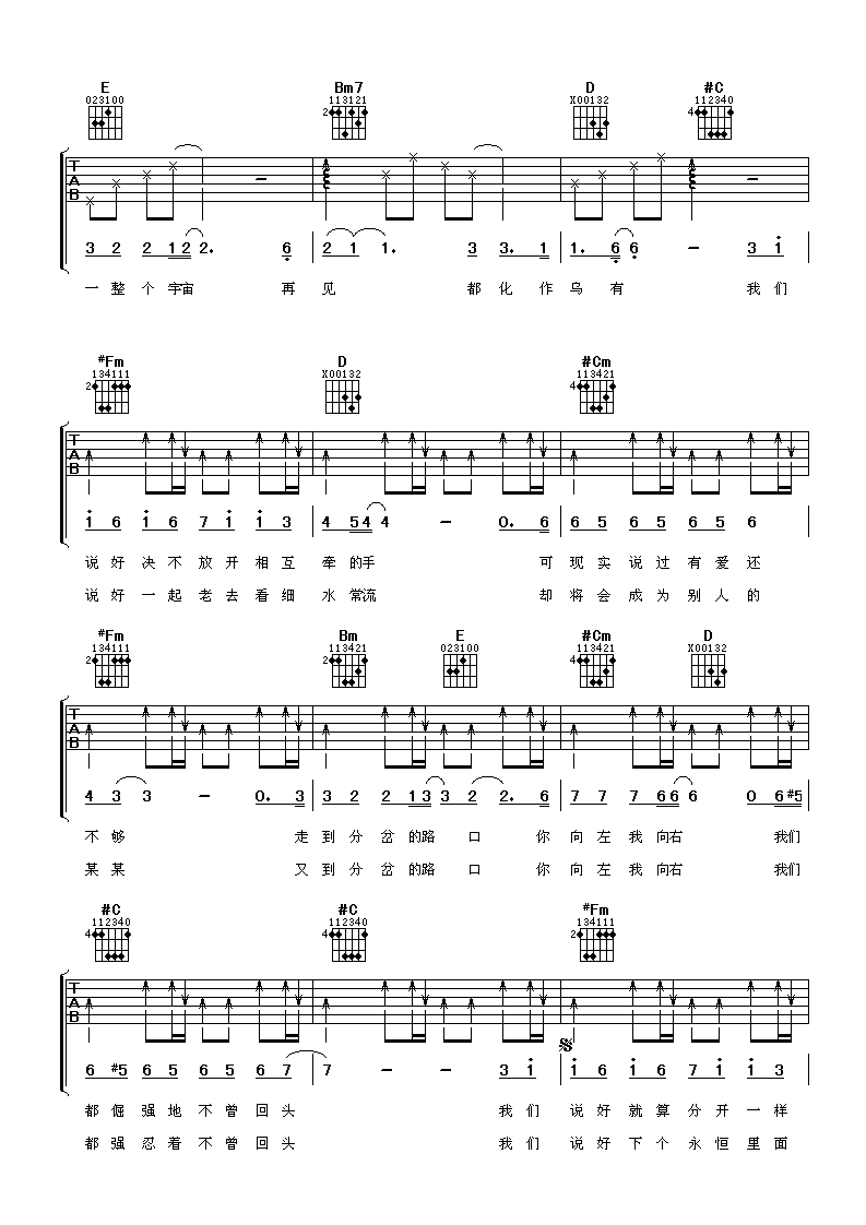 张靓颖《我们说好的》吉他谱第2张