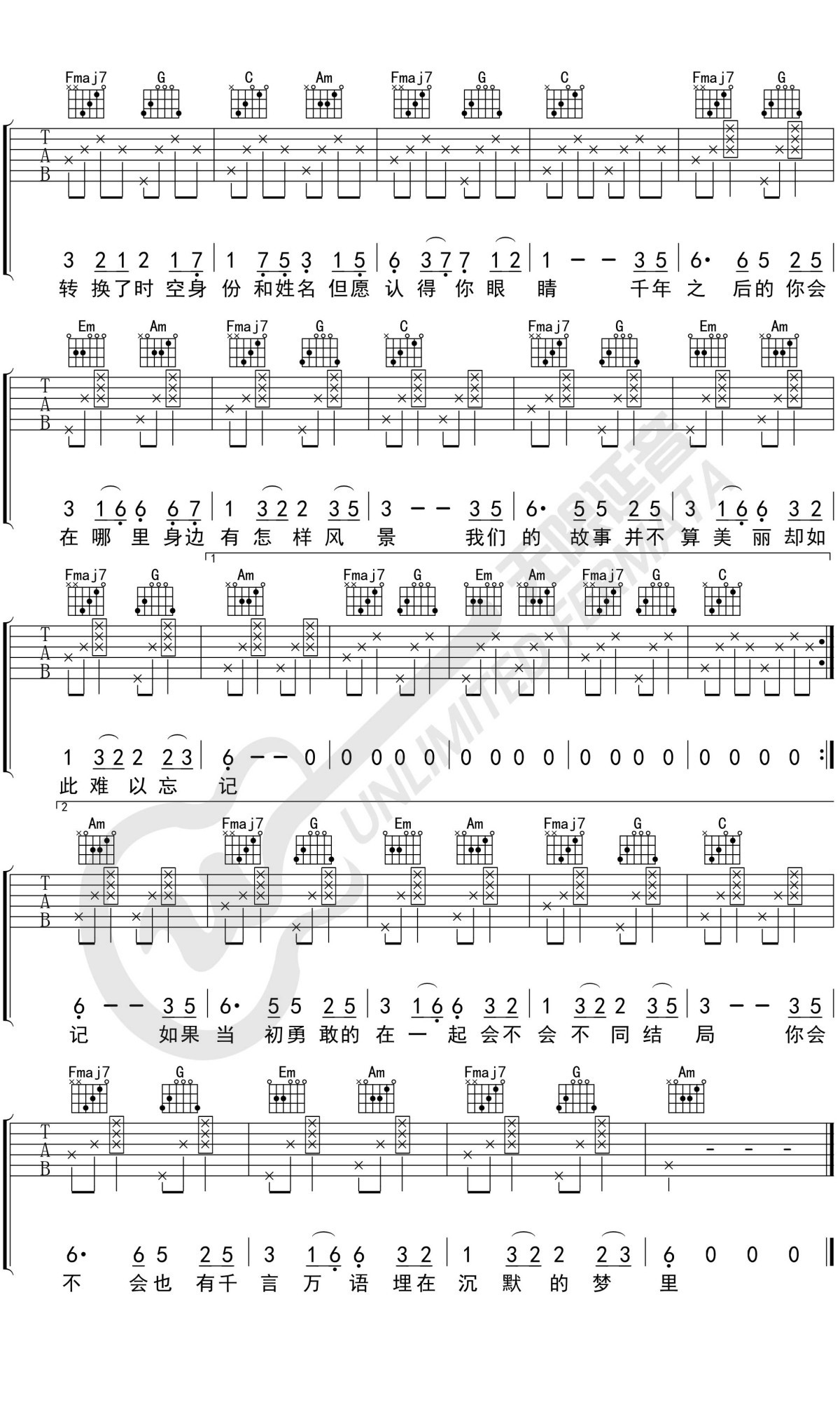 要不要买菜/金莎《星月神话》吉他谱 - 完整版第2张