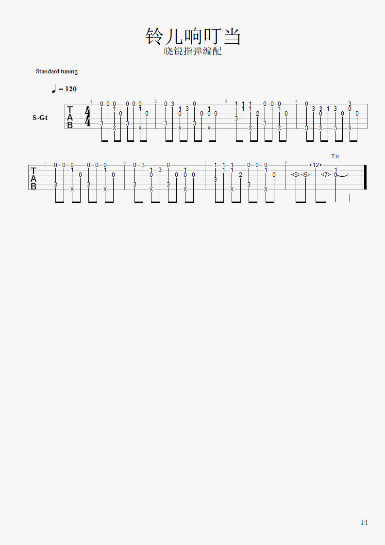 《铃儿响叮当指弹谱+祝你圣诞快乐指弹谱_》吉他谱 - 很多人都在弹的版本第2张
